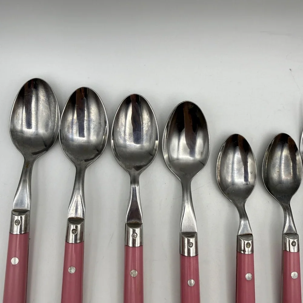 Interpur Flatware Set Mixed Pink Marmalade Goose Pattern Vintage Stainless Steel